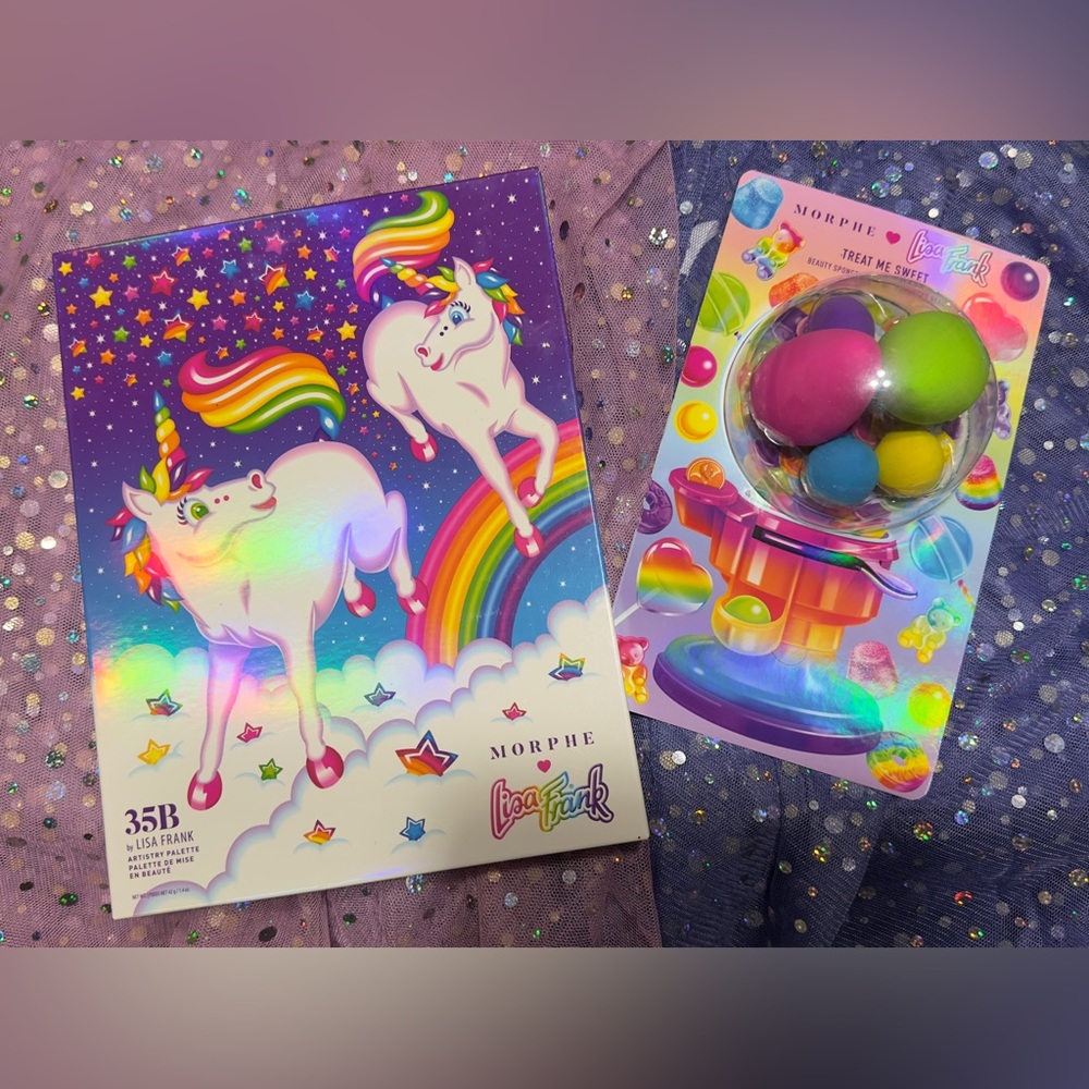 Limited Edition- Morphe X Lisa Frank 35B Eyeshadow Palette and beauty sponge set